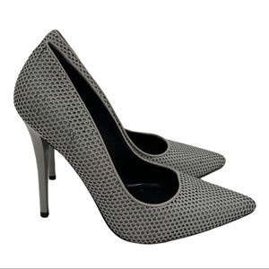 Lamb Pumps with Grey and Black punched leather overlay